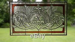 Handcrafted stained glass Clear Beveled window panel 34.75W x 20.5H