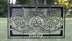Handcrafted stained glass Clear Beveled window panel 34W x 20.5H