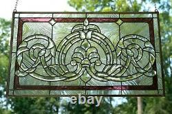 Handcrafted stained glass Clear Beveled window panel 34W x 20H