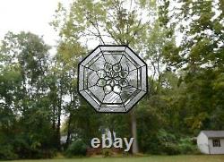 Handcrafted stained glass Clear Octagon Beveled window panel 20 x 20