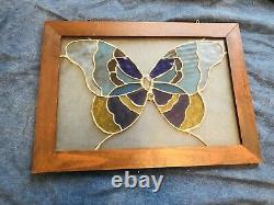 Handcrafted stained glass window panel Butterfly 15 X 21 One Of A Kind