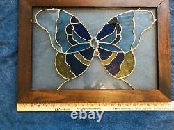 Handcrafted stained glass window panel Butterfly 15 X 21 One Of A Kind