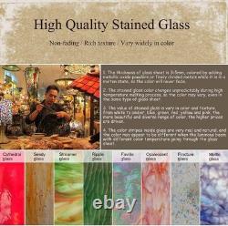 Handmade 15x23 Inch Stained Glass Window Panel Featuring Peacock and Flowers