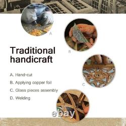 Handmade 15x23 Inch Stained Glass Window Panel Featuring Peacock and Flowers