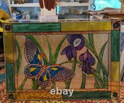 Handmade Stained Glass Butterfly Design Window Panel Suncatcher 20.5 X 14