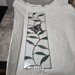 Handmade Stained Glass Panel Butterfly Beautiful Floral 6 x 19.5 Purple GreenE