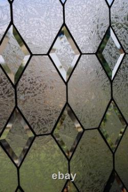 Handmade Stained Glass Panel. Modern Geometric Window Hanging. Clear Home Decor
