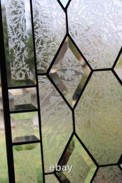 Handmade Stained Glass Panel. Modern Geometric Window Hanging. Clear Home Decor