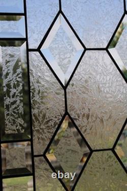 Handmade Stained Glass Panel. Modern Geometric Window Hanging. Clear Home Decor