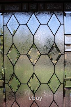 Handmade Stained Glass Panel. Modern Geometric Window Hanging. Clear Home Decor