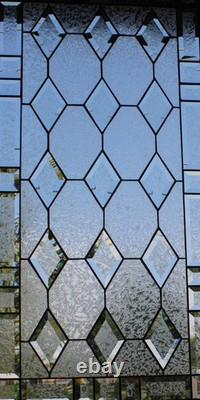 Handmade Stained Glass Panel. Modern Geometric Window Hanging. Clear Home Decor