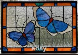 Handmade Stained Glass Panel Sun Catcher Butterfly Calm Artist Signed