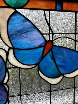 Handmade Stained Glass Panel Sun Catcher Butterfly Calm Artist Signed