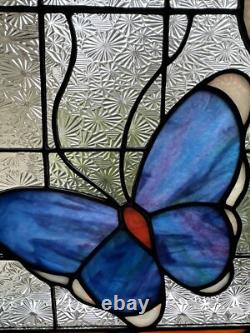 Handmade Stained Glass Panel Sun Catcher Butterfly Calm Artist Signed