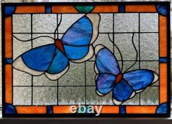 Handmade Stained Glass Panel Sun Catcher Butterfly Calm Artist Signed