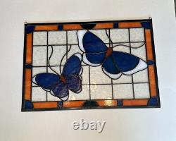 Handmade Stained Glass Panel Sun Catcher Butterfly Calm Artist Signed