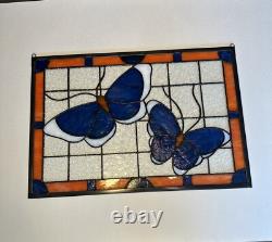 Handmade Stained Glass Panel Sun Catcher Butterfly Calm Artist Signed