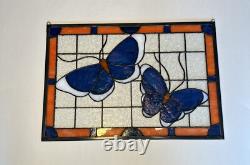 Handmade Stained Glass Panel Sun Catcher Butterfly Calm Artist Signed