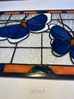 Handmade Stained Glass Panel Sun Catcher Butterfly Calm Artist Signed