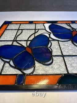 Handmade Stained Glass Panel Sun Catcher Butterfly Calm Artist Signed