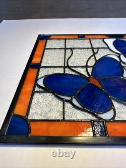 Handmade Stained Glass Panel Sun Catcher Butterfly Calm Artist Signed