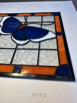 Handmade Stained Glass Panel Sun Catcher Butterfly Calm Artist Signed