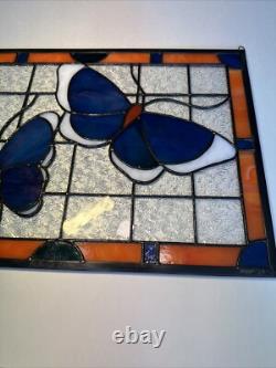 Handmade Stained Glass Panel Sun Catcher Butterfly Calm Artist Signed