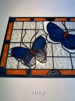 Handmade Stained Glass Panel Sun Catcher Butterfly Calm Artist Signed