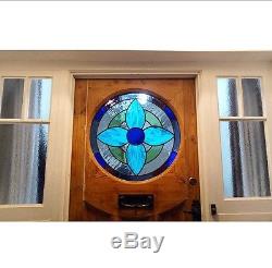 Handmade Stained Glass Round Flower Window Door Panel Made To Order Commissioned