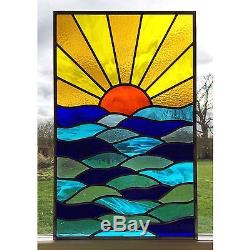 Handmade Stained Glass Window Door Panel Sunset Sea Commissioned made to order