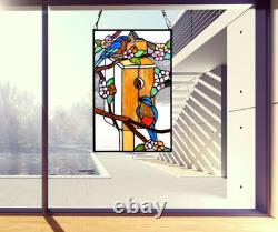 Handmade Tiffany Style Art Deco Stained Glass Window Panel Suncatcher 19x12