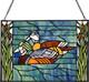 Handmade Tiffany Style Stained Glass Window Panel Mandarin Duck 16x11