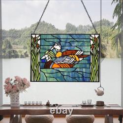 Handmade Tiffany Style Stained Glass Window Panel Mandarin Duck 16x11