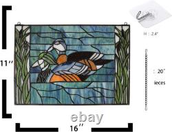 Handmade Tiffany Style Stained Glass Window Panel Mandarin Duck 16x11