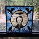 Handpainted Edgar allan Poe stained glass with zinc frame