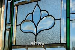 Hanging stained glass window panel with beveled edges, obscure textured glass