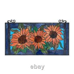 Helianthus Sunflower Tiffany Style Floral Stained Glass Window Panel Rich Colors