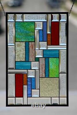 Hello Sunshine! Multi-Colored Beveled Stained Glass Window Panel-