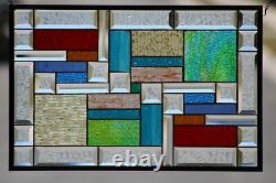 Hello Sunshine! Multi-Colored Beveled Stained Glass Window Panel-