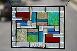 Hello Sunshine! Multi-Colored Beveled Stained Glass Window Panel-