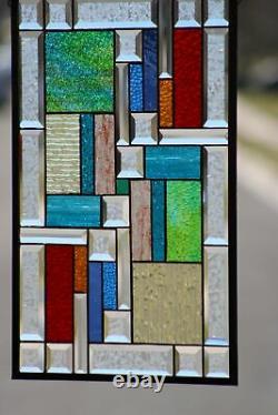 Hello Sunshine! Multi-Colored Beveled Stained Glass Window Panel-