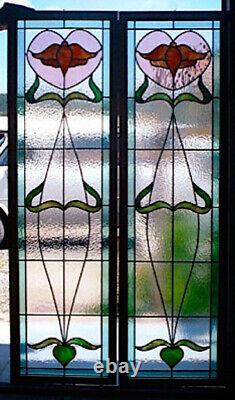 Heritage Craftsman exterior Front Door Stained glass Panels SGH541