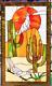 Howling Coyote Southwest Desert Tiffany Stained Glass Window RV Window Panel