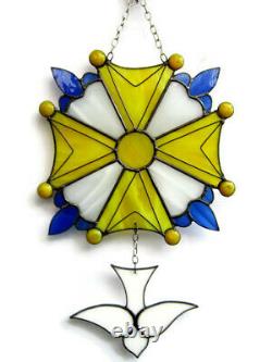 Huguenot Cross Stained Glass Suncatcher / Panel Window Hanging