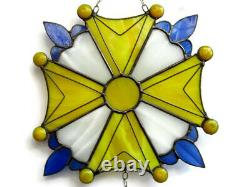 Huguenot Cross Stained Glass Suncatcher / Panel Window Hanging