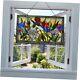 Humming and Flowers Stained Glass Window Panel, 100% Genuine Stained 28 x 17