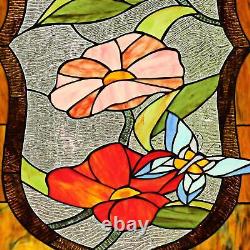 Hummingbird and Butterfly Stained Glass Window Panel Suncatcher 19x32in