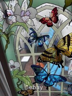 IMITATION STAINED GLASS BUTTERFLY WINDOW PANEL SUNCATCHER JOAN BAKER 40x20