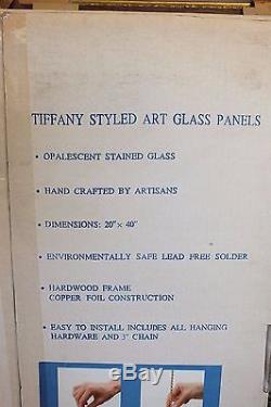 IRIS Trendy Stained Glass Tiffany Style Window Panel 20 x 40 New