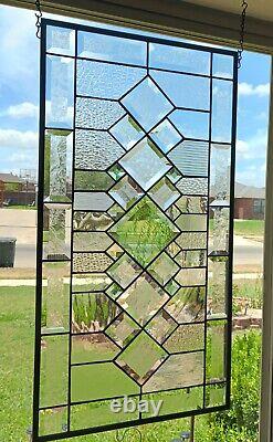 In Focus -Large Beveled Stained Glass Panel 28 ½x14 ½ window hanging